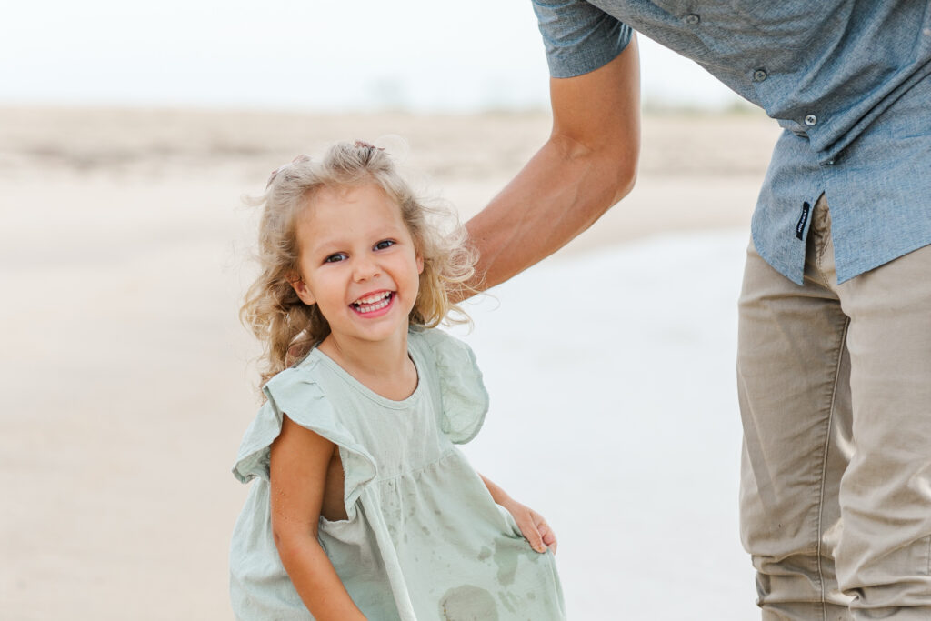 smiling little girl at the beach, classic family beach photography