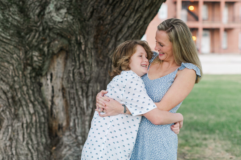 fort monroe family session, mother and son